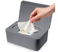 Boîte à Lingettes Humides, Distributeur de Lingettes, Boîte de Rangement pour Mouchoirs en Papier, Serviettes Humides et Lingettes Nettoyantes, Gris