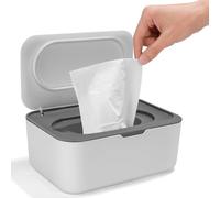 Boîte à Lingettes Humides, Distributeur de Mouchoirs Étanche pour Bébé, Boite de Mouchoirs Papier avec Couvercle, Boîte à Lingette Toilette, Gris