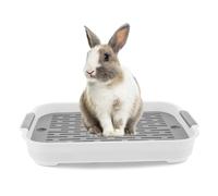 Boîte à litière de Lapin de Lapin à 2 Niveaux Litter Litter Plastic Rectangular Bunny Pet Toilet Potty Trainer Litter