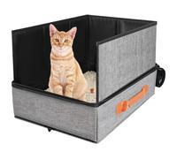 Boîte À Litière De Voyage Pour Chats, Conteneur De Merde Kitty, Bac À Litière Pliable, Avec Couvercle À Fermeture Éclair, Tissu Oxford À L'épreuve Des Fuites, 50x40x13cm, Pour L'hôtel, Le Camping Et L