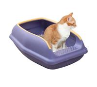 Boîte à litière pour chat - Bac à litière pour chat à capuche | Boîte à glandes anti-éclaboussures pour chat - Toilette pour chaton avec tamis pour déchets - Bac à litière d'angle fermé - Déchets