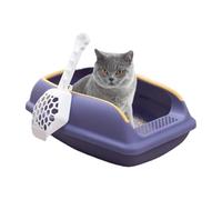 Boîte à litière pour chat - Boîte poubelle Kitty semi-fermée, anti-éclaboussures - Bac de salle de bain pour chat - Contrôle des odeurs - Litière couverte pour chat - En polypropylène facile et propre