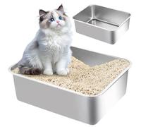 Boîte à litière pour Chats en Acier Inoxydable, 18x14x6 bac à litière en Acier Inoxydable épaissisé, sans Set et Facile Nettoyer, adapté au Chat intér