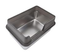 Boîte à Litière pour Chats en Acier Inoxydable, Boucle de Couvercle Sécurisée, Temps de Toilette Facile, 19,7 X 13,8 X 9,8 Pouces Licenciées Fermées avec Cuillère, Entrée Latérale pour Les Petits