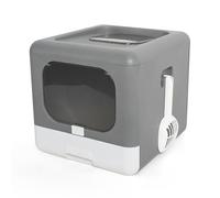Boîte à litière pour Chats fermé inodore Pliable Anti-éclaboussures avec Scoop Deux Portes Toilettes pour Chat pour Les Grands Petits Chats matériaux PP Premium 40x44x39cm (Gris)