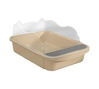 Boîte à Litière pour Chats Plateau Toilette Animaux Démontable Protection Élevée Dotée d'une Fonction Anti-Odeur Adaptée Aux Cadeaux Décoration Maison, 48x37x20cm Kaki