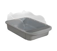 Boîte à Litière pour Chats Plateau Toilette Animaux Démontable Protection Élevée Dotée d'une Fonction Anti-Odeur Adaptée Aux Cadeaux Décoration Maison, 43x28x18cm Gris