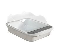 Boîte à Litière pour Chats Plateau Toilette Animaux Démontable Protection Élevée Dotée d'une Fonction Anti-Odeur Adaptée Aux Cadeaux Décoration Maison, 43x28x18cm Blanc