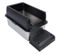 Boîte à Litière Semi Fermée, Espace Ample Haut de Face Extra-Grand pour Litière de Chats Extra-Gros, Structure Robuste en Acier Inoxydable Anti-éclaboussures pour Les Grands Petits Chats (Black)