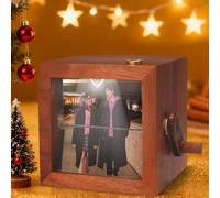 Boîte à livres à rabat personnalisée avec lumière douce, livre photo personnalisé à manivelle avec lumière, boîte à lumière d'amour romantique personnalisée (8 photos, avec LED)