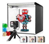 Boîte à Lumière, Couleeur 60CM 3 Couleurs de Température Variable Portable Photo Studio, Boîtes de Lumière Kit à Luminosité Réglable Équipée de 6 Panneaux de Fond Colorés et 126pcs LED