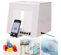 Boîte à lumière de photographie de studio photo, boîte à lumière de tente de prise de vue de bijoux à intensité variable, boîte à lumière plateau tournant à intensité variable,20cm