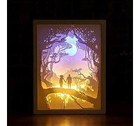 Boîte à lumière Papercut 3D Led Lampe De Sculpture De Papier, Créativité Ombre Nuit Lampe Papier Sculpture Art Nuit Lumières Creative LED Lampe De Table pour La Décoration (D)