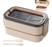 Boîte à lunch 1400 ml : boîte à bento hermétique en acier inoxydable sans BPA avec couverts et compartiments