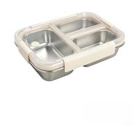 Boîte à Lunch Acier Inoxydable 304 Hermétique - Conteneur Alimentaire Compartimenté Anti-Fuite pour Enfants et Adultes - pour idéal Bureau Camping Pique-nique - 21.2x15.6x5.3cm(White)