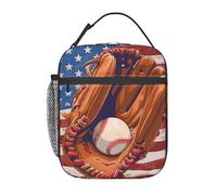 Boîte à lunch American Spirit Baseball pour femmes et hommes, isotherme, réutilisable, pour le bureau, le travail, les pique-niques et les voyages.