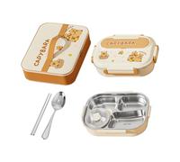 Boîte À Lunch - Boîte À De Dessin Animé En Acier Inoxydable À 3 Compartiments Pour Préparation De Repas, Stockage Alimentaire Portable Avec Fonction Des Ustensiles, Sac De Repas Pour L'école, En