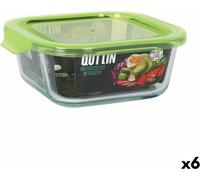 Boîte à lunch carrée avec couvercle Quttin vert 750 ml (6 pièces)