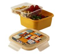 Boîte à lunch carrée SNIPS 0,8 L, décor de pâtisserie pour coiffeur, boîte à lunch avec couvercle, 4 verrous de sécurité, 15 x 15 x 7.5