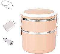 Boîte à lunch chauffante électrique, boîte à lunch électrique double couche USB, chauffe-plats portable pour voiture et camion, récipient alimentaire amovible en acier inoxydable avec cordon
