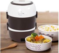 boîte à lunch électrique en acier inoxydable 2 L cuiseur à riz 3 couches chauffe-plats cuiseur vapeur boîte à repas boîte à pain pour le bureau et la maison