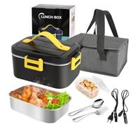 Boîte à lunch électrique pour voiture/camion/bureau, 75W 1.8L Boîte à lunch portable amovible en acier inoxydable avec sac isotherme, 12V/24V/220V