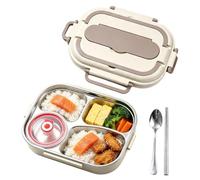 Boîte à lunch en acier inoxydable 4 compartiments anti-fuite avec couvercle | Boîte à déjeuner en acier inoxydable pour plats d'accompagnement, fruits, collations, étudiants, employés de bureau
