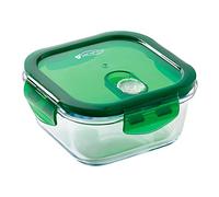 Boîte à lunch hermétique carrée 520ml San Ignacio Vitoria en verre borosilicaté de couleur verte