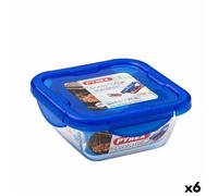 Boîte À Lunch Hermétique Pyrex Cook & Go 16,7 X 16,7 X 7 Cm Bleu 850 Ml Verre (6 Unités)