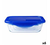 Boîte À Lunch Hermétique Pyrex Cook & Go 20,5 X 15,5 X 6 Cm Bleu 800 Ml Verre (6 Unités)