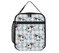 Boîte à lunch isotherme Dairy Cute Cow Sac à lunch portable réutilisable avec poche latérale, versant du lait Petit sac isotherme pour repas thermique pour bureau de travail