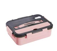 Boîte à lunch isotherme en acier inoxydable avec couvercle, bol à soupe séparé, boîte portable à quatre ou cinq compartiments, adaptée au travail et aux voyages(Pink,Two grids)