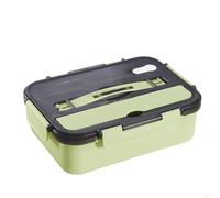 Boîte à lunch isotherme en acier inoxydable avec couvercle, bol à soupe séparé, boîte portable à quatre ou cinq compartiments, adaptée au travail et aux voyages(Green,Three grids)