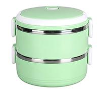 Boîte à lunch isotherme pour adultes, boîte à bento, boîte isotherme empilable pour aliments chauds, boîte à lunch ronde en acier inoxydable 304, contenants alimentaires scellés(Vert double couche)