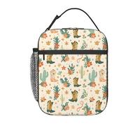 Boîte à lunch isotherme pour enfants, garçons et filles, sac à lunch réutilisable pour l'école, le bureau, le travail, les pique-niques, les voyages, les bottes de cowboy western et les cactus