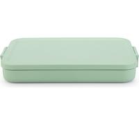 Brabantia - Boîte à Repas Make & Take - Plate - Peut Contenir vos petits Sandwichs - Couvercle à Clips - Convient pour le Congélateur, Lave-Vaisselle & Micro-Ondes - Light Grey - 25,5 x 16,6 x 3,7 cm
