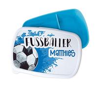 Boîte à lunch personnalisée pour enfants Boîte à lunch pour chambre d'enfant Boîte à lunch bleue avec séparateurs Noms et cadeau d'inscription à l'école de football Garçons Filles