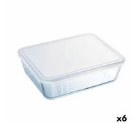 Boîte à lunch rectangulaire avec couvercle Pyrex Cook & Freeze 22,5 x 17,5 x 6,5 cm 1,5 L Transparent Silicone Verre (6 pièces)