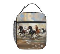 Boîte à lunch réutilisable et isotherme, motif cheval de plage, motif galop, étanche, portable, pour pique-nique, bureau, randonnée, pêche
