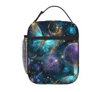 Boîte à lunch réutilisable et isotherme, ornée de papillons lumineux formés de pure lumière d'étoiles, idéale pour le bureau, les pique-niques, le camping et la plage. Parfaite pour le bureau, le trav