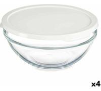 Boîte à lunch ronde avec couvercle Chefs Blanc 1,7 L 21 x 9 x 21 cm (4 pièces)