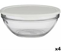 Boîte à lunch ronde avec couvercle Pasabahce Chefs Blanc 2,5 L 23,7 x 10,1 x 23,7 cm (4 pièces)