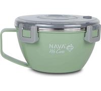 Boîte à lunch ronde en acier inoxydable Nava "We Care", vert 850ml