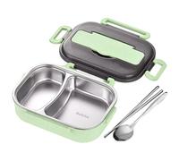 Boîte à lunch thermique avec couverts, boîte à lunch 1L 2 compartiments en acier inoxydable avec couvercle, récipient alimentaire portable de capacité pour le bureau de l'école pour les enfa