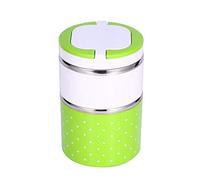 Boîte À Lunch Thermique En Acier Inoxydable Boîte De Déjeuner Avec Poignée 1/2/3 Couches 600ml-1200ml ( Couleur : Vert , Taille : 900ML )