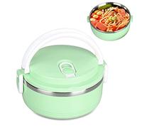 boîte à lunch,Thermos pour aliments chauds, récipient alimentaire, boucles de sécurité en acier inoxydable pour boîte à lunch thermique, compartiment isotherme(Single layer Nordic green)