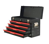 Boite à main de Rangement outils vide -malette caisse en acier -avec 4 Tiroirs -53,2 x 22,3 x 34,5 cm -noir
