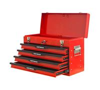 Boite à main de Rangement outils vide -malette caisse en acier -avec 4 Tiroirs -53,2 x 22,3 x 34,5 cm -rouge