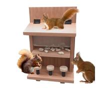 Boîte à mangeoire pour écureuils en bois - Station d'alimentation pour animaux sauvages, plateforme pour collations pour animaux de plein air, présentoir avec large ouverture, accessoire de jardin du