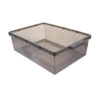 Boîte à Manger pour Reptiles à Tiroir, Plastique Noir, Aérée | Récipient Transparent, Trous D’aération, Usage pour Petits Animaux et Grenouilles, Forme Simple